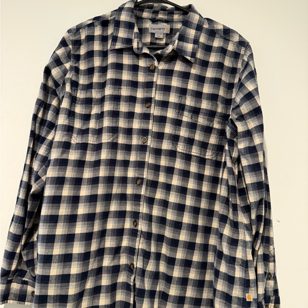 Carhartt Button Down Flannel Shirt Boys Size XXL (20) Casual Grunge